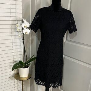 Black Lace Midi Dress with lace sleeves